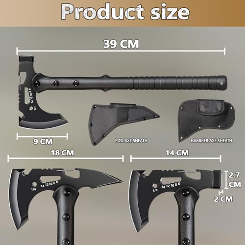 Camping Axes, Wood Separator, Multipurpose Tomahawk Tactical Hatchet with Sheath - Survival Hiking Camping, Carbon Steel B...