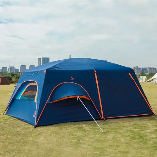 KTT Extra Large Tent 6-10-12-14 Person(Style-B),Family Cabin Tents,2 Rooms,3 Doors and 3 Windows with Mesh,Straight Wall,W...