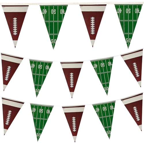 Bashout 100 feet Football Pennant Banner Flags, Multi Color, Football Parties Decoration, Tailgate Party Supplies, Game an...