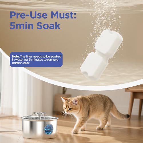 IHOUONE Official Cat Fountain Filter: 12 Cat Water Fountain Filter Replacement - 6 Carbon Filters & 6 Foam Filters - Suita...