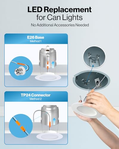 Sunco 24 Pack Retrofit LED Recessed Lighting 6 Inch, Can Lights for Ceiling, 1200 LM, 15W, Selectable CCT 2700K/3000K/4000...