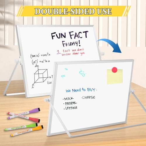 AMUSIGHT Dry Erase Magnetic White Board, 16" x 12" Double-Sided Desktop Whiteboard with Stand, Portable Small Whiteboard S...