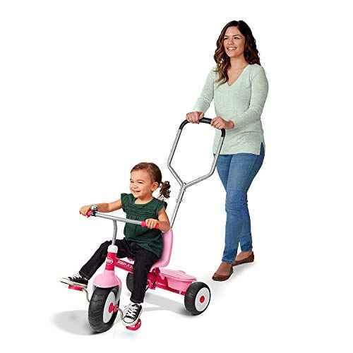 Radio Flyer Toddler Bike, Kids Bike, Outdoor Toys, Toddler Toys for Ages 2-4, Deluxe Steer & Stroll Kids Tricycle, for Ages 2-5, Pink