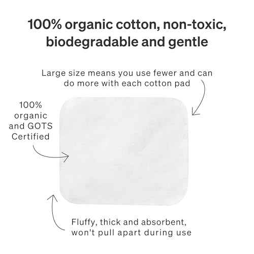 Baby Cotton Pads for Diaper Change by LoveNoobs, 360 Count, Ultra Soft 100% Organic Extra Large Cotton Pads for Baby Sensitive Skin, Lint-Free, Premium Jumbo Size, GOTS Certified