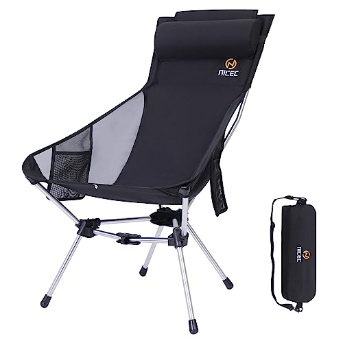 Nice C Ultralight High Back Folding Camping Chair, Backpacking Chair, Compact & Heavy Duty Outdoor, Travel, Picnic, Festiv...