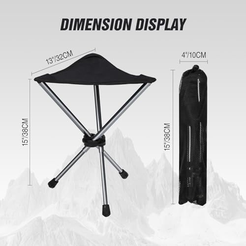 REDCAMP 2 Pack Ultralight Camping stools with Retractable Legs, Portable 3 Legged Tripod Camping Stools for Adults Fishing...