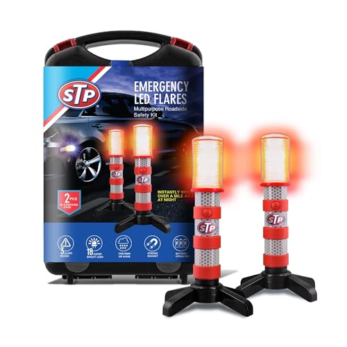 XTREME STP Emergency LED Road Flares, 3 Separate Lighting Modes: Flashing Red, Solid Red and White Flashlight, Visible Fro...