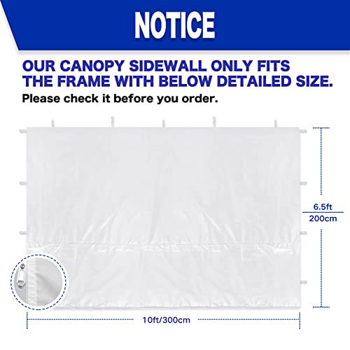 Fanpat Instant Canopy Tent Sidewalls for 10x10 Pop Up Canopy Waterproof,99% UV Protection，3 Piece Sidewalls, White(3PCS Si...
