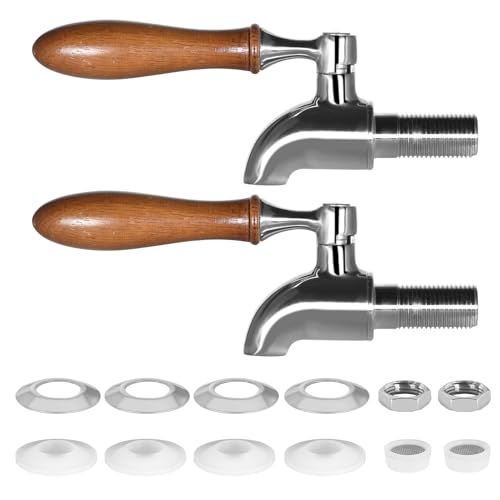 Wongblee 2-Pack Stainless Steel Beverage Dispenser Replacement Spigot for Glass Jar, Water Jug, Fits 5/8 inch Opening, Pol...