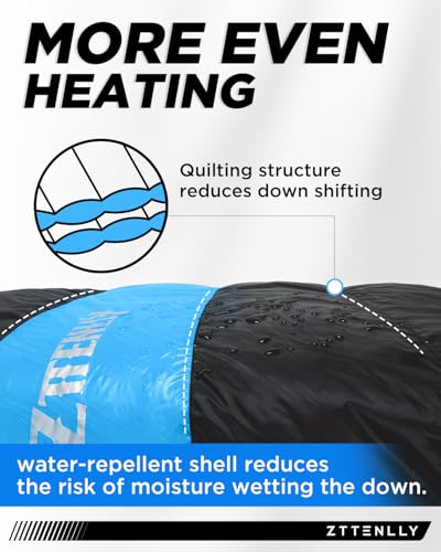 ZTTENLLY Down Sleeping Bag for Adults - Lightweight & Compact for Backpacking, Camping and Hiking - 45-52 Degree and 3 Sea...