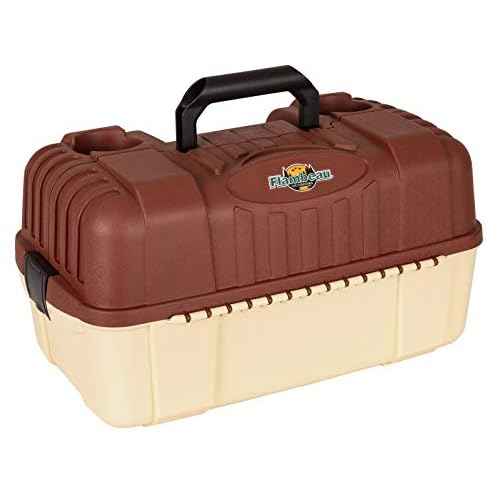 Flambeau Outdoors 2059 Hip Roof 7-Tray Fishing Tackle Box - Large Portable All-Weather Fishing Lure Organizer, 61 Compartments, Maroon/Tan