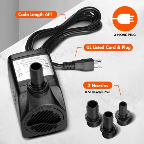 Simple Deluxe 290 GPH 21W Submersible Water Pump Power Head with Adjustable Intake for Fish Tank, Hydroponics, Fountains, ...