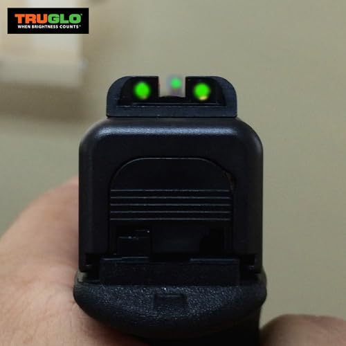 TRUGLO Tritium Handgun Sight | High-Visible Front & Rear Night Sights with Daylight White Dots & Low-Light Tritium Dots, Compatible with Glock Handguns