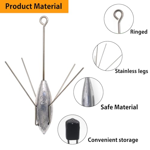 5 Pcs Sputnik Sinker Fishing Weights Lead Surfing Casting Spider Sinkers Long Tail Fishing Equipment for Catfish Saltwater...