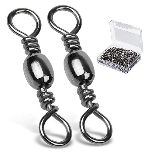 AMYSPORTS High Strength Fishing Swivels Barrel Solid Ring Barrel Fishing Swivel Rolling Fishing Tackle Line Connector Salt...