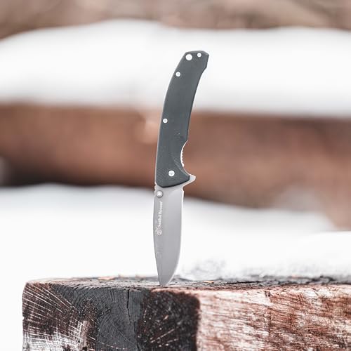 Smith & Wesson Velocite 7.75in High Carbon S.S. Assisted Folding Knife with 3.5in Clip Point Blade and Polymer Handle for ...