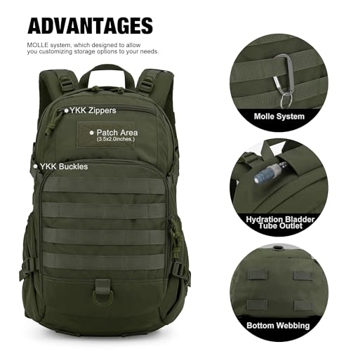 Mardingtop Small Tactical Backpack,Molle Hiking Backpack for Backpacking,Cycling and Biking,15L/25L Backpack