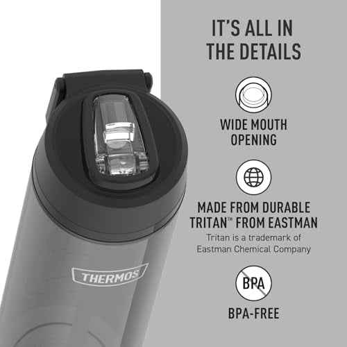 THERMOS ICON SERIES Lightweight Hydration Bottle - Durable Water Bottle Made with Tritan by Eastman with Straw Lid for Quick and Easy Drinking Experience - 26oz, Smoke