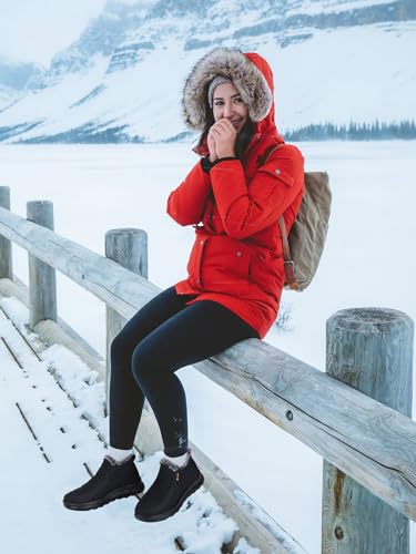 TEMOFON Womens Winter Snow Boots Warm Fur Lined Booties Waterproof Outdoor Shoes Comfortable Slip On Ankle Boot