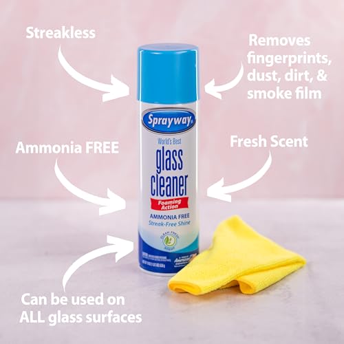 Sprayway Glass Cleaner Foaming Aerosol Spray, 19oz, Pack of 2 | Ammonia-Free, Streakless, Fast-Acting | Cleans & Polishes ...