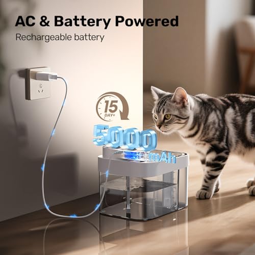 HAPAW Cat Water Fountain, Wastewater Separation & No Filter Cotton, Pet Water Dispenser with 101oz/3L Large Capacity Tank,...