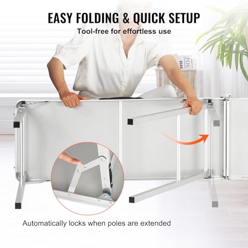 VEVOR Extra Long Folding Portable Bar Tradeshow Podium Table for Indoor, Outdoor, Party, Picnic, Exhibition, Includes Carr...