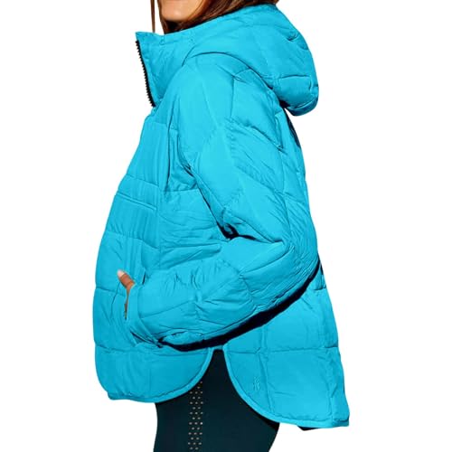 Canbebig Women's Quilted Lightweight Jackets Zip Up Puffer Hooded Jacket Long Sleeve Hoddie Jackets Winter Warm Padded Coat