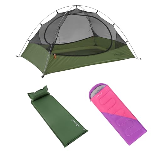 Clostnature 2 Person Ultralight Tent - Lightweight Backpacking Tent with Sleeping Bag and Sleeping Pad, Camping Tent for A...