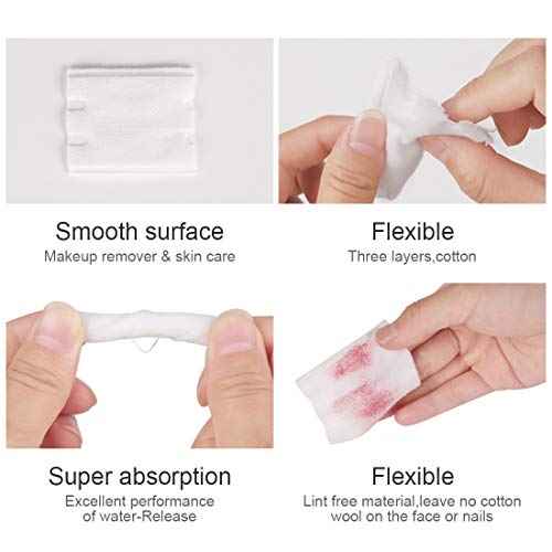 Cotton Pads, Facial Lip & Eye Makeup Remover Pads,100% Pure Cotton Effective Cosmetic Cotton Squares,Hypoallergenic, Lint-Free(222PCS)