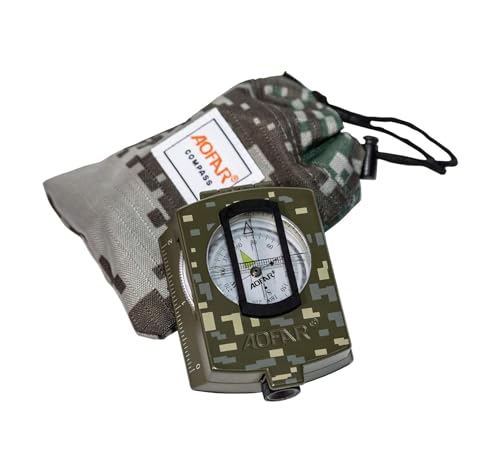 AOFAR Military Compass,AF-4580 Lensatic Sighting, Waterproof and Shakeproof with Map Measurer Distance Calculator, Pouch f...