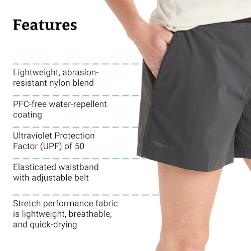 MARMOT Women's Kodachrome 5" Shorts - Lightweight, Breathable, Water-Repellant Quick-Drying Stretch with UPF Protection