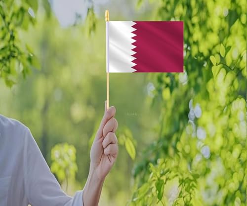 10 Pack Qatar Flags -QA Handheld Flag-Desktop Flag-5x8 In, Qatar Mini Flag. Suitable For Party Decorations, Store Display...