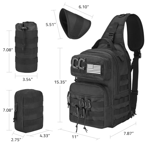 CVLIFE Tactical Sling Bag Backpack for Men Military Shoulder Sling Bag Molle Army Assault Detachable Tactical Bag with Bot...