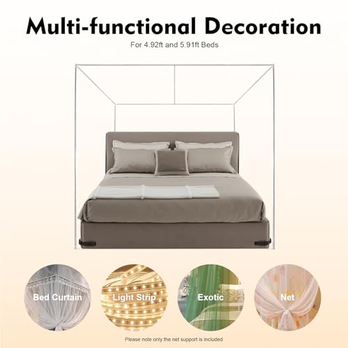 Siujan Stainless Steel Bed Canopy Frame 6.5FT Silvery