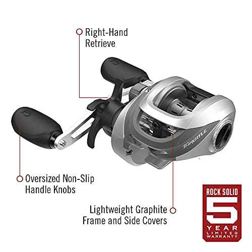 Quantum Throttle Baitcast Fishing Reel, 7 + 1 Ball Bearings with a Smooth and Powerful 6.6:1 Gear Ratio, Zero Friction Pinion, DynaMag Cast Control, and Oversized Non-Slip Handle Knobs