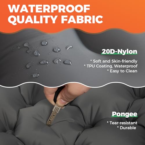 KingCamp Sleeping Pad for Camping, Ultralight Connectable Inflatable Sleeping Pad Camping Mattress with 6.3" Built-in Pill...