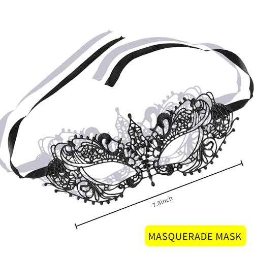 UOUYOO Black Masquerade Mask for Women Lace Eye Mask for Party Prom Ball Costume