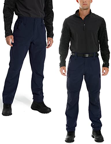 KFUBUO Men's Lightweight Ripstop Tactical Cargo Pants, Water Resistant Hiking Work Pants Relaxed Fit Black