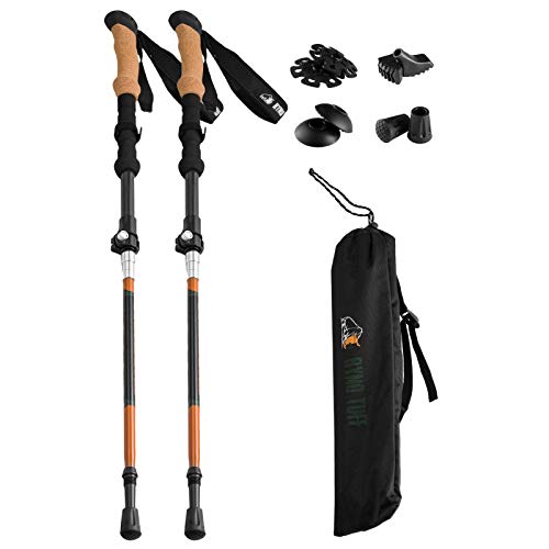 Ryno Tuff Trekking Poles, Fits Inside A Backpack, Durable 7075 Aluminum Hiking Pole with Natural Cork Handles and EVA Grip...