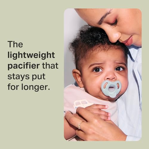 Tommee Tippee Ultra-Light Silicone Pacifier, 0-6 Months, Symmetrical One-Piece Design, BPA-Free Silicone Binkies, Blue/Gre...