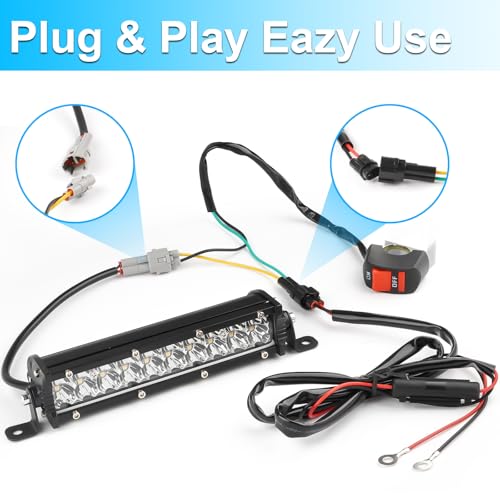 LIGBT Dirt Bike Light Bar Amber White Motorcycle Headlight Kit with ON-Off Switch Universal for 7/8" 22mm Handlebars Pit D...