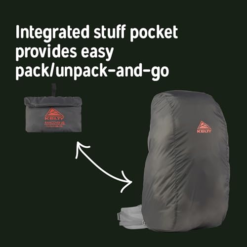 Kelty Backpack Rain Cover, Water Proof Cover for Hiking and Backpacking Packs 30 to 105 Liters, Elastic Cinch, Integrated ...