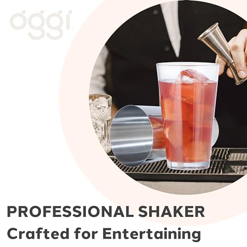 OGGI Boston Cocktail Shaker - Glass/Stainless Steel, 17oz/24oz - Classic Professional Design, Home Bar Boston Style Drink ...