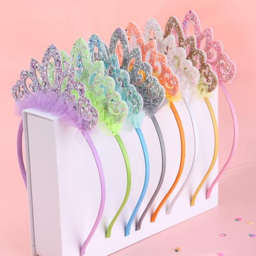 Zifengcer Birthday crown，8 Pack Princess Crown Headband, Glitter Sequin Crown Headband, Shiny Tiaras and Crowns Hair Acces...
