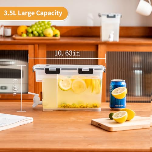 Cold Kettle with Faucet, 3.5L Refrigerator Juice Water Pitcher, Home Plastic Beverage Dispenser, Filter Drink Container fo...