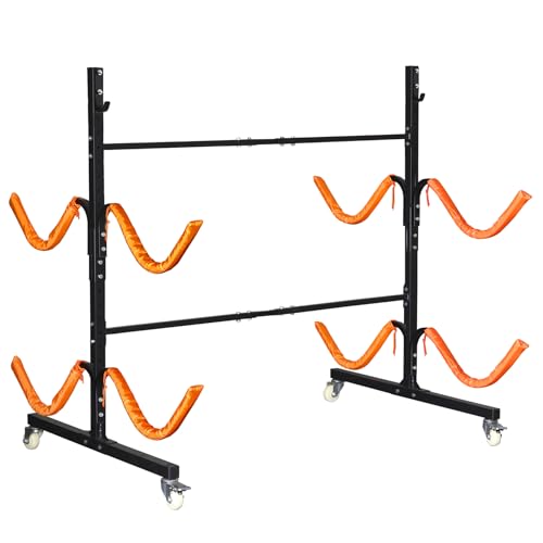 Neorexon Freestanding Kayak Storage Rack 2 Kayaks/4 Kayaks, Kayak Racks for Outdoor Storage with Movable Wheels, Kayak Sta...