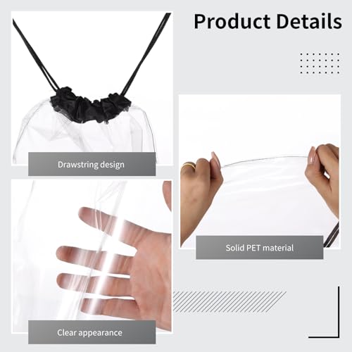 Homaisson 100 PCS Drawstring Backpacks Bags, Clear Bulk Plastic Bags for Men Women Gym Sport Colleges Event Security, Port...