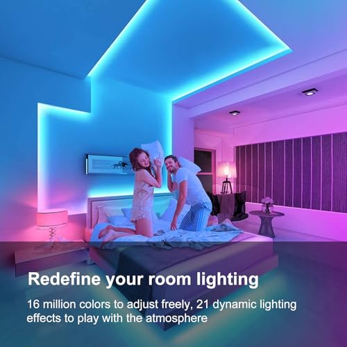 200 FT Led Lights for Bedroom, Music Synchronized Smart Led Strip Lights, Ultra Long with Remote Application Control Bluet...
