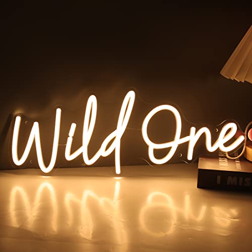 Britrio Wild One Neon Light Sign for Baby Shower Girl Boy One Year Birthday Party Supplies 1st Anniversary Wedding Decorat...