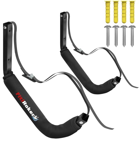 FitiRoker Kayak Storage Rack – 100LB Wall Mounted Kayak Wall Mount with Oxford Cover & Foam Protection | Kayak Rack for Ga...